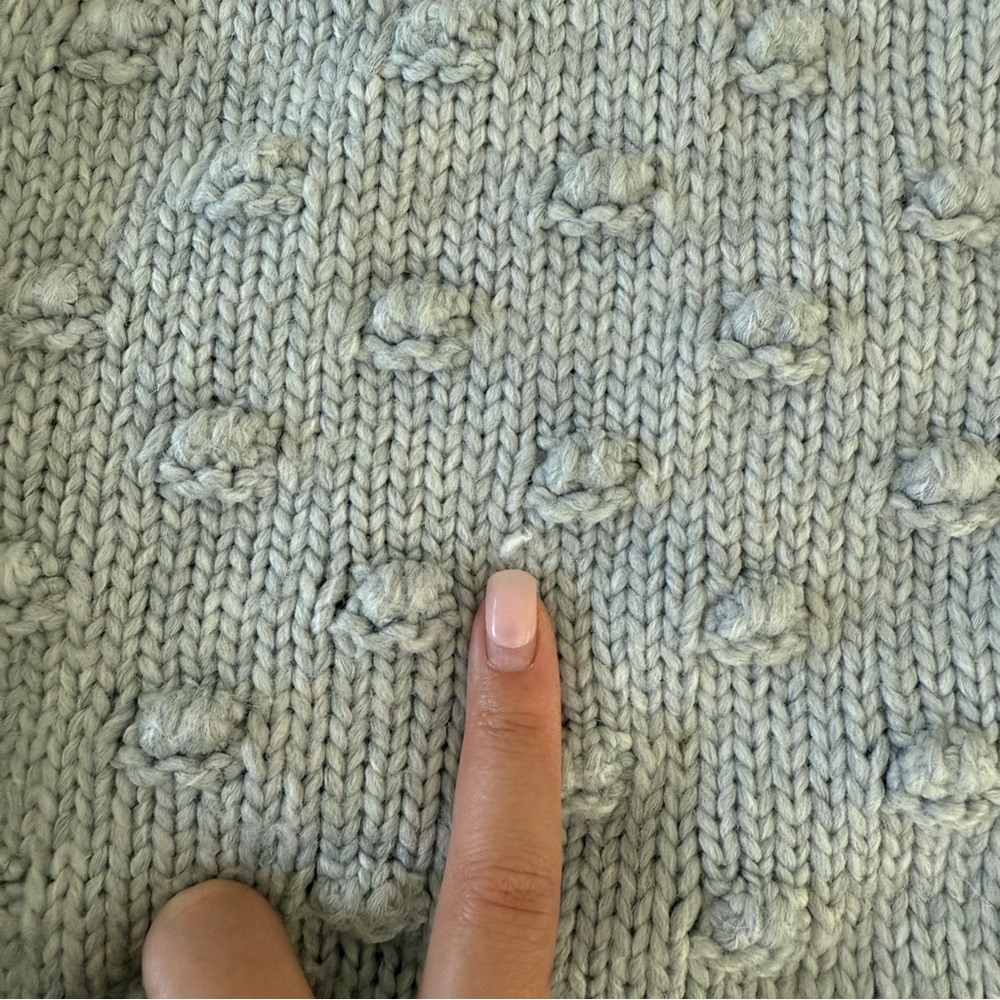 Gray Gap Wool Blend Sweater With Puffballs - image 3